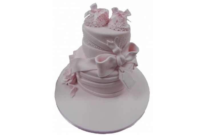 Booties and Bow Tiered Cake